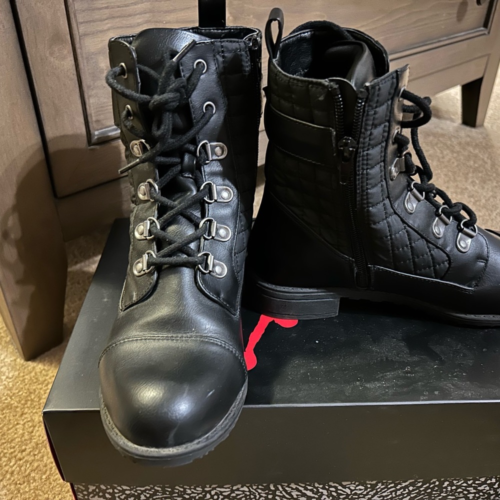 Black Lace-Up Combat Boots